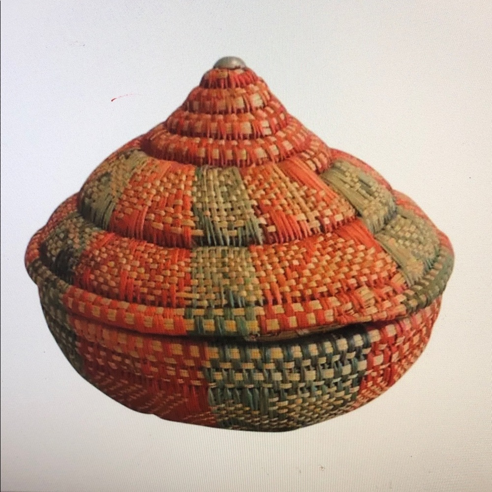 Handwoven Multicolor Basket with Lid